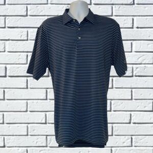 Peter Millar Summer Comfort Polo MF20EK04S Blue and Black Striped. Men’s Large